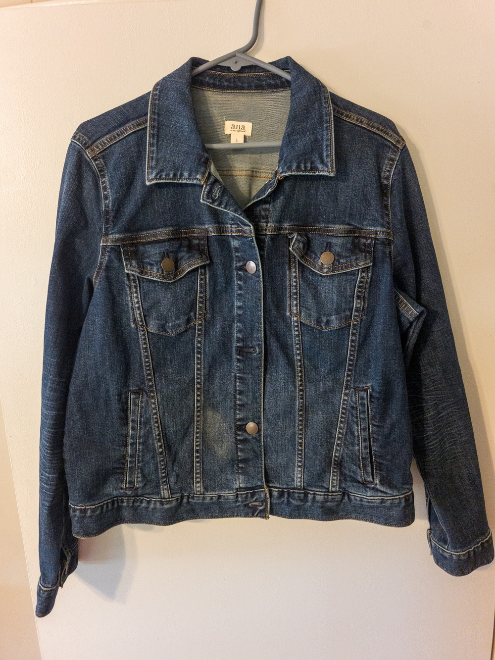 a.n.a Dark Blue Denim Jacket with Button Front